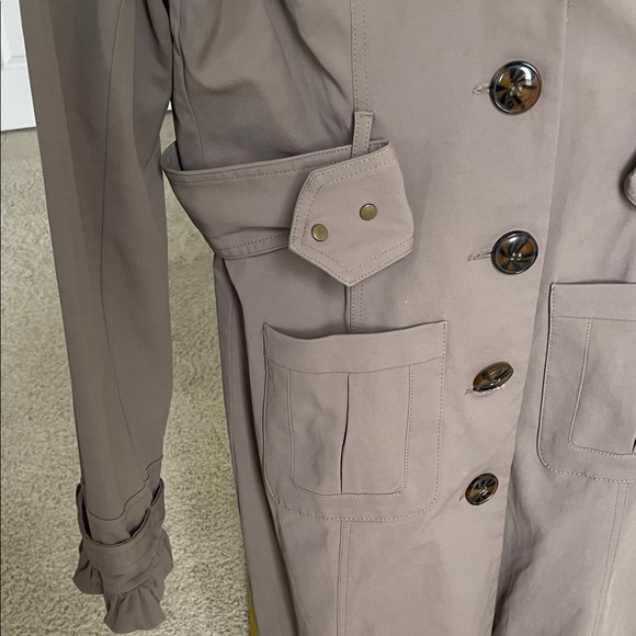 Blanc Noir Brown Trench Coat with Button Details - Picture 4 of 10